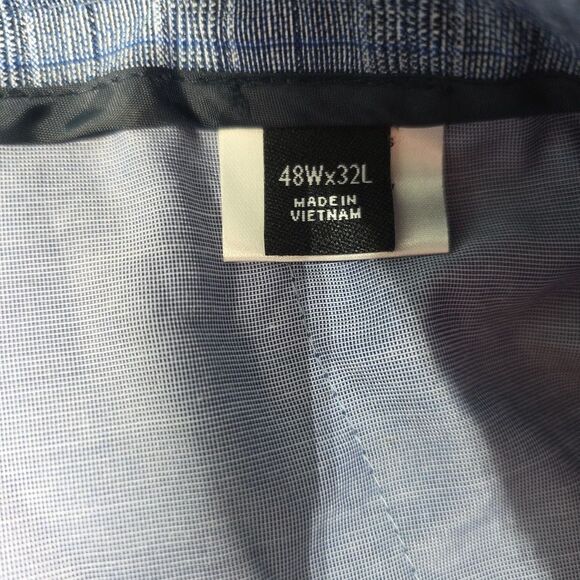 Michael Strahan Modern Fit Dress Pants Men's 48x32 Navy Blue Plaid Stretch - Picture 9 of 9